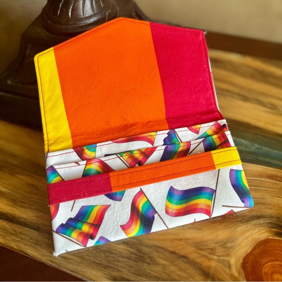Cash Envelope/Receipt holder Fabric Handmade Wallet Rainbow PRIDE Flag Stripes - Picture 3 of 4